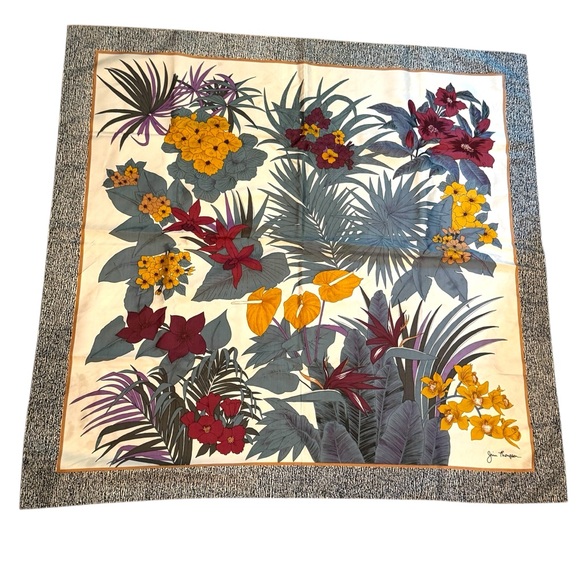 Jim Thompson Accessories - Stunnimg JIM THOMPSON Floral Silk Scarf with Multicolor Design